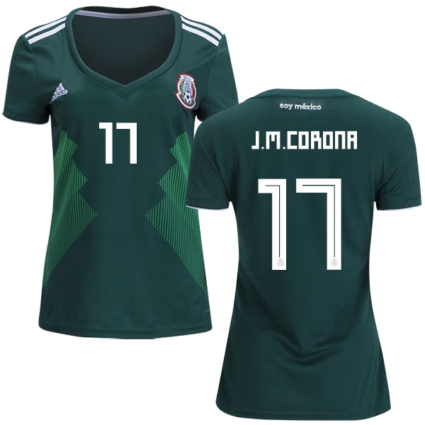 Women's Mexico #17 J.M.Corona Home Soccer Country Jersey